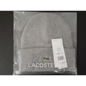 Lacoste Men's Solid Croc Beanie Grey One Size Touque